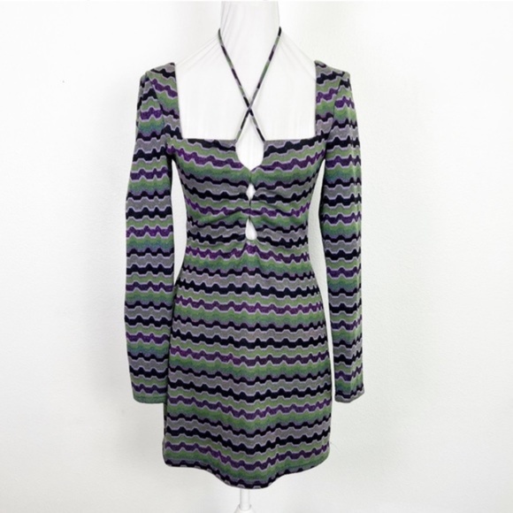 Zara Geometric Stripe Cut Out Dress - Picture 1 of 10
